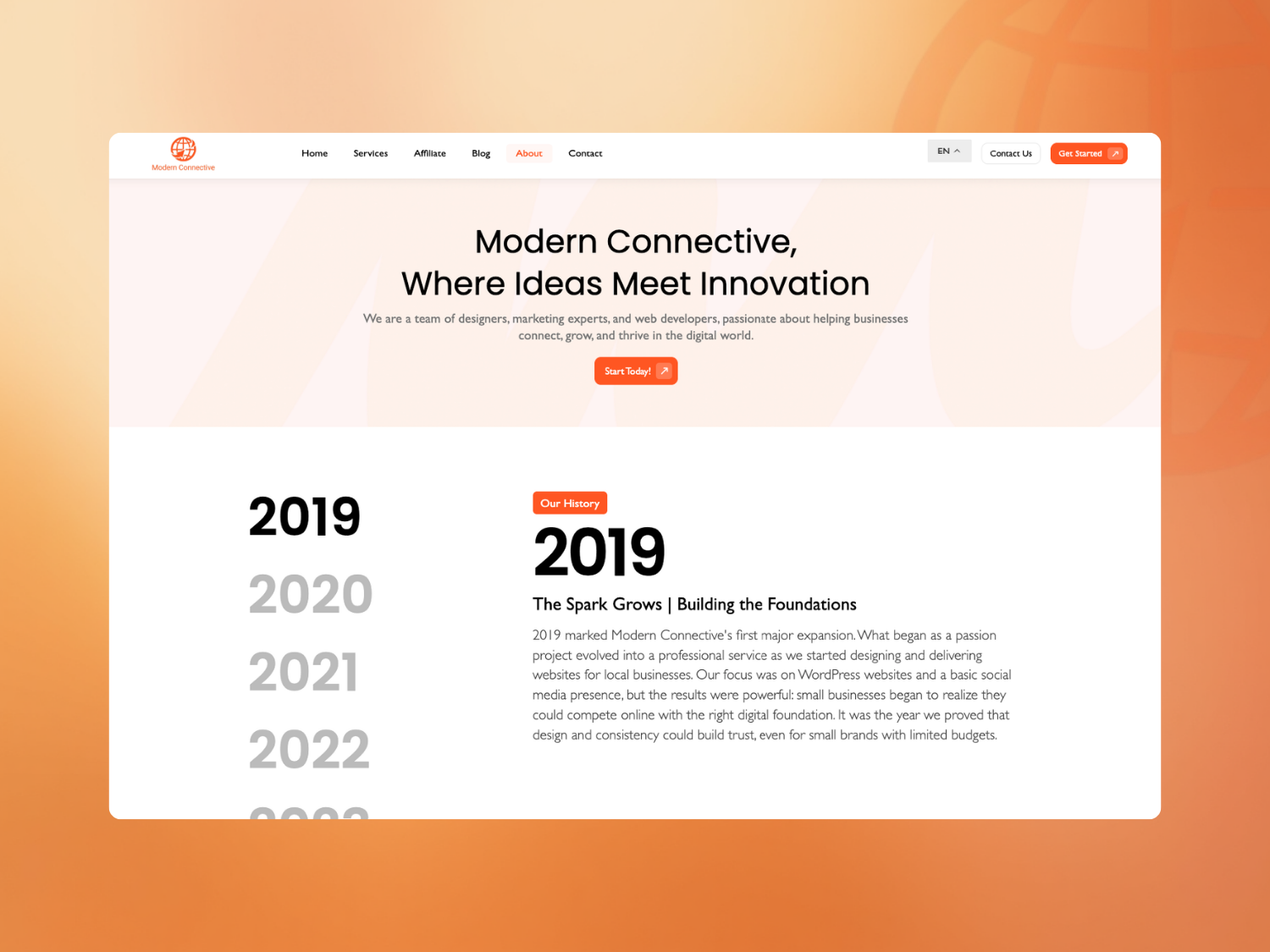 Modern Connective — about page
