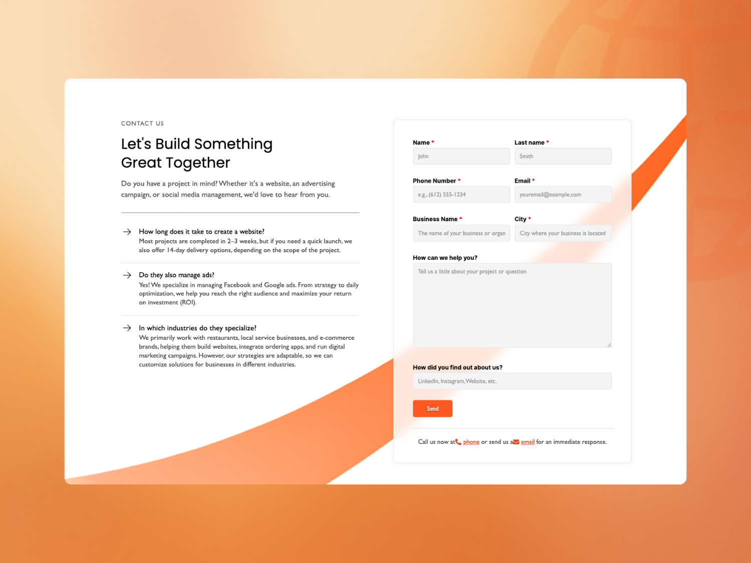 Modern Connective — contact page