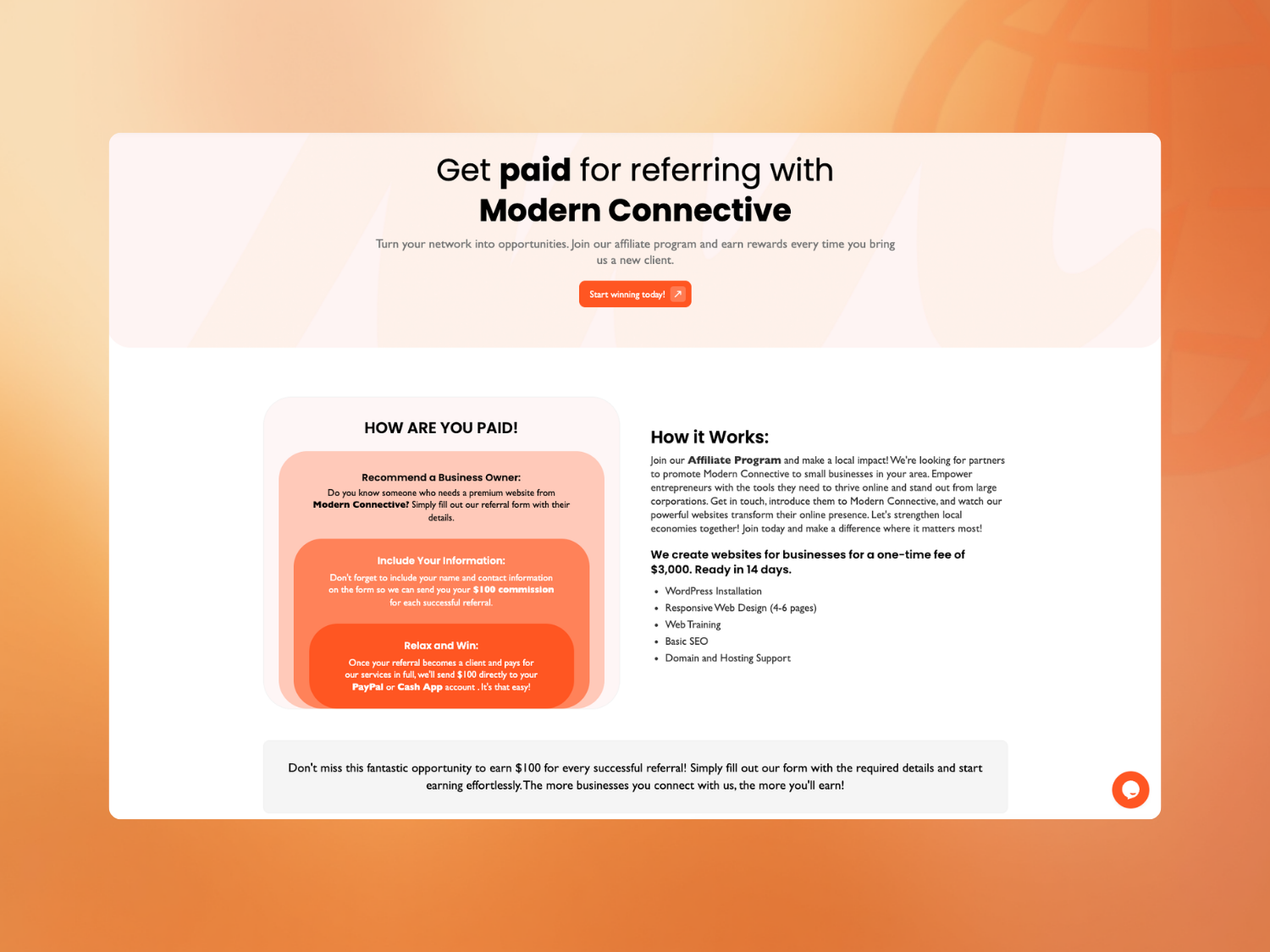 Modern Connective — conversion funnel