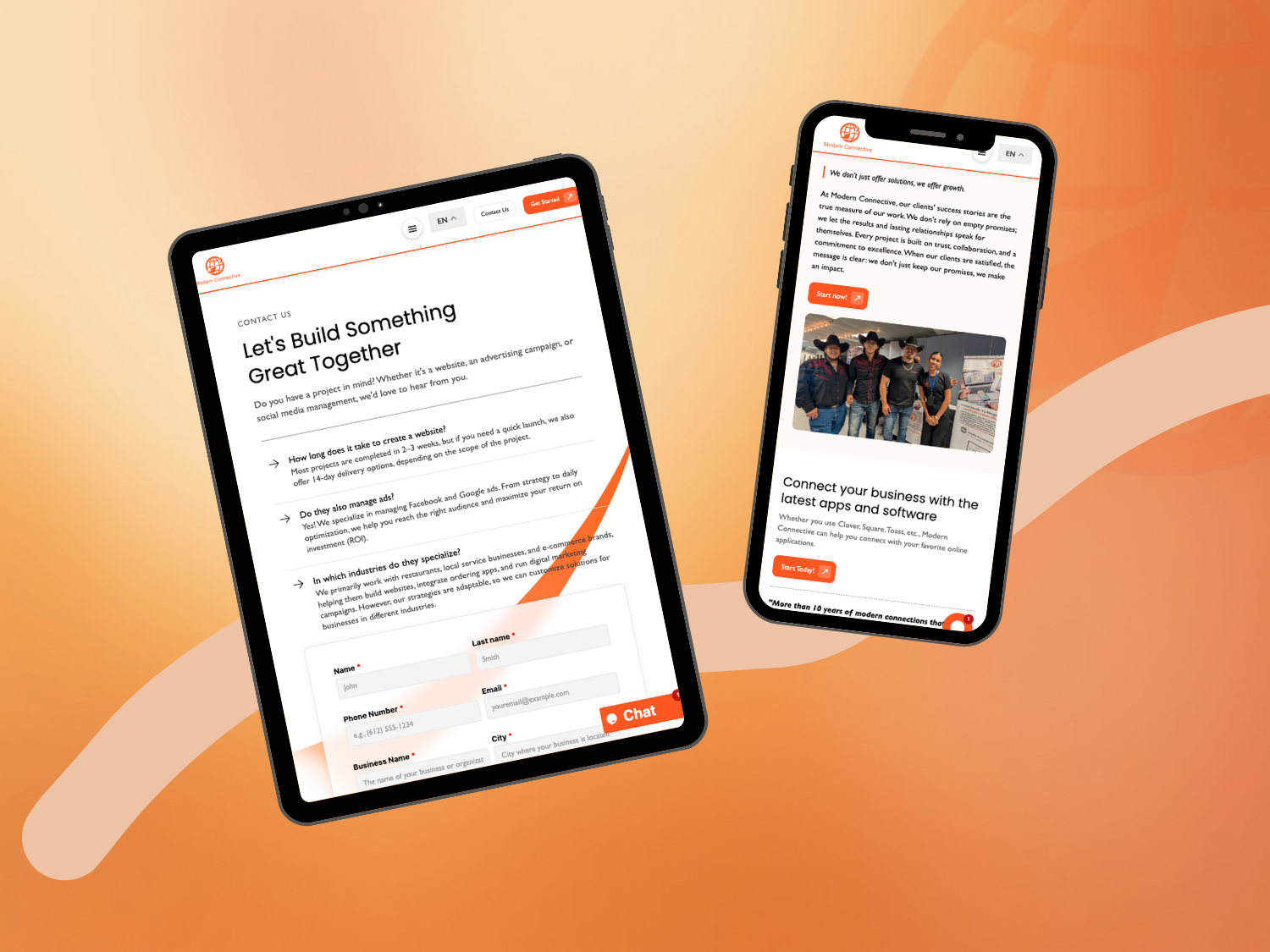 Modern Connective — mobile responsive views